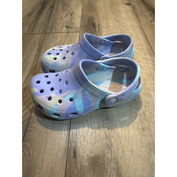 Crocs Kids Classic Clog Purple Tie-Dye Slip-On Shoes Size C10/C11 - Picture 4 of 8